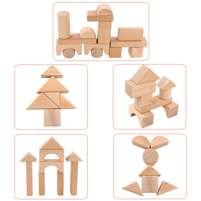 22 PC Natural Wooden Blocks