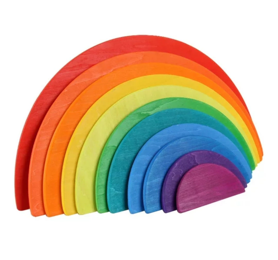 Wooden Semi-Circle 11 Pieces Rainbow Stacker Nesting Puzzle Blocks