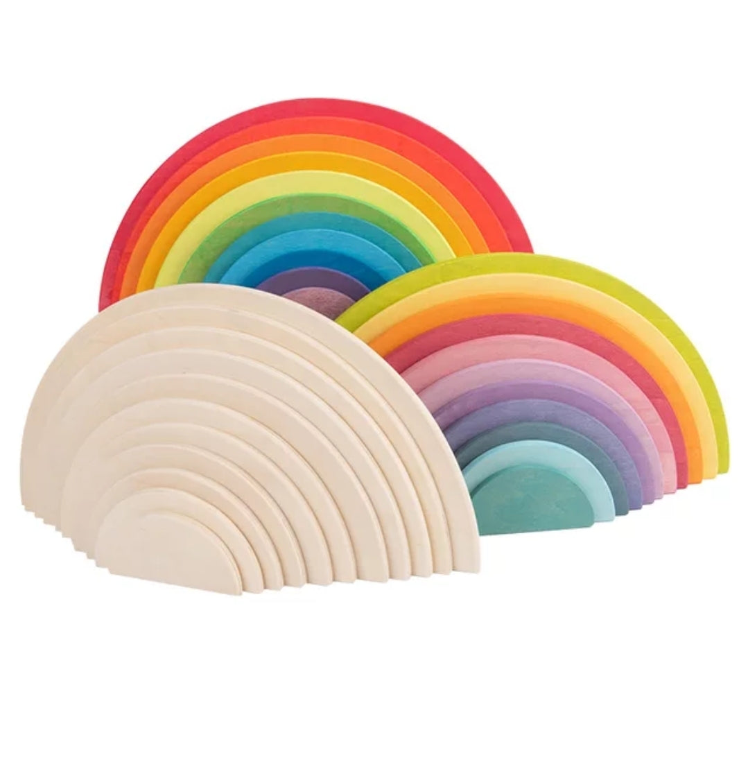 Wooden Semi-Circle 11 Pieces Rainbow Stacker Nesting Puzzle Blocks